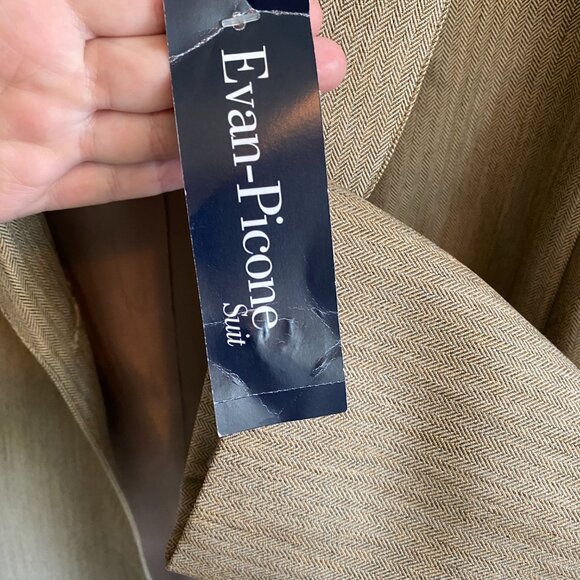 NWT Evan-Picone Pant Suit 18 40" waist Dijon Brown Port Elizabeth Shawl Collar - Picture 11 of 16